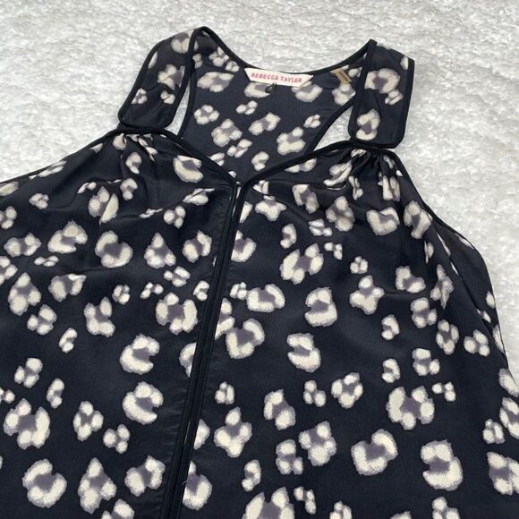 Rebecca Taylor Silk Floral Print Blouse Tank Black - Picture 6 of 8